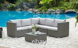 Corner Rattan Sofa Set Outdoor Garden Furniture Black Brown Grey With Cover