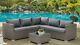 Corner Rattan Sofa Set Outdoor Garden Furniture Patio L-shaped Brown Grey