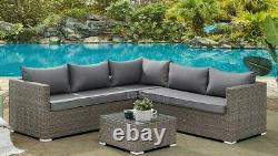 Corner Rattan Sofa Set Outdoor Garden Furniture Patio L-Shaped Brown Grey