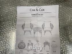 Cox & Cox Rhodes Bistro Set, Grey Faux Rattan, RRP550