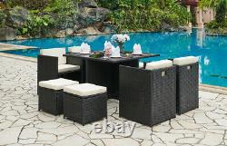 Cube Rattan Garden Furniture 9 Piece Set Colour Choice with Free Cover Included