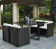 Cube Rattan Garden Furniture Dining Set. 4 Seater With Dining Table And Chairs