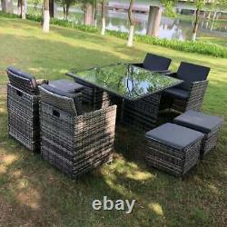 Cube Rattan Garden Furniture Set Chairs Sofa Table Outdoor Patio Wicker 8 Seater