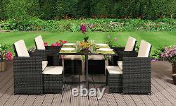 Cube Rattan Garden Furniture Set Chairs Sofa Table Patio Wicker 8 Seater