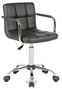 Cushioned Computer Desk Office Chair Back Chrome Legs Lift Swivel Adjustable PU