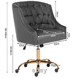 Cushioned Computer Desk Office Chair Chrome Legs Lift Swivel Velvet Adjustable