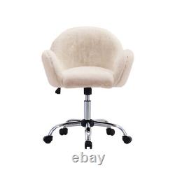 Cushioned Computer Desk Office Chair Chrome Legs Swivel Adjustable Faux Fur