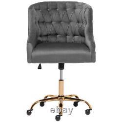 Cushioned Velvet Desk Office Chair Chrome Legs Lift Swivel Button Tub Adjustable