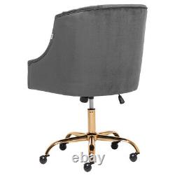 Cushioned Velvet Desk Office Chair Chrome Legs Lift Swivel Button Tub Adjustable