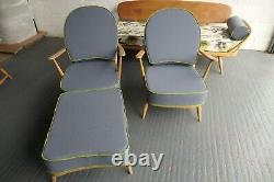 Cushions & Covers Only. Ercol 203 Chair. Steel Grey with lime piping A