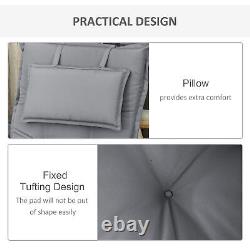 Dark Grey Polyester Garden Chair Cushions 120x50cm, Set of 2, with Ties