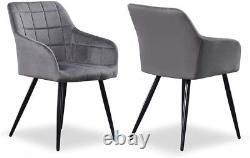 Dark Grey Single Set of 2/4/6 Velvet Upholstered Dining Chairs Padded Seat