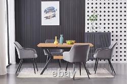 Dark Grey Single Set of 2/4/6 Velvet Upholstered Dining Chairs Padded Seat