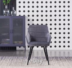 Dark Grey Single Set of 2/4/6 Velvet Upholstered Dining Chairs Padded Seat