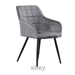 Dark Grey Single Set of 2/4/6 Velvet Upholstered Dining Chairs Padded Seat