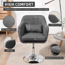Dark Grey Stylish Retro Linen Swivel Tub Chair with Steel Frame Cushion Wide Seat