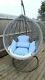 Darows Rattan Hanging Egg Chair Swing Full-size Single Grey + Cushion