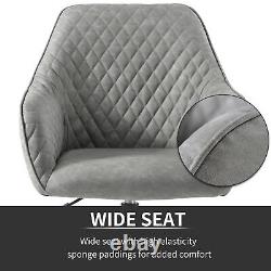 Desk Chair with Arms Luxurious Cushion PU Leather for Home Office Retro Grey