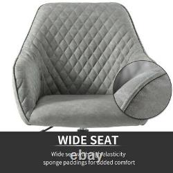 Desk Grey Chair with Arms Luxurious Cushion PU Leather for Home Office Swivel