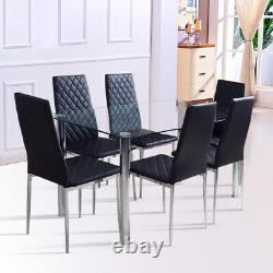 Dining Chairs 2/4pcs PU Kitchen Cushioned Seat Sturdy Metal Legs Diamond Pattern