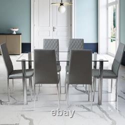 Dining Chairs 2/4pcs PU Kitchen Cushioned Seat Sturdy Metal Legs Diamond Pattern
