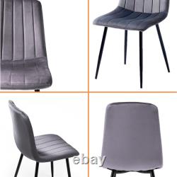 Dining Chairs Set Velvet Cushioned Pad Seat and Solid Metal Legs Kitchen Chairs