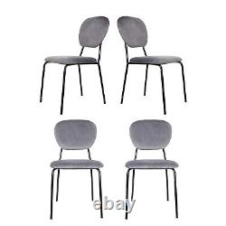 Dining Chairs Set of 4 or 2 Stackable Velvet Fabric Seat Metal Leg Home Office