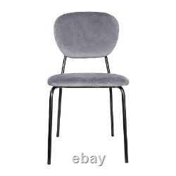 Dining Chairs Set of 4 or 2 Stackable Velvet Fabric Seat Metal Leg Home Office