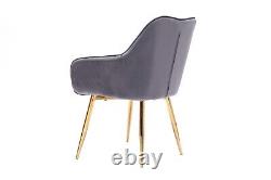 Dining Velvet Arm Chair Padded Seat Gold Legs Kitchen Home Office Lounge Chair