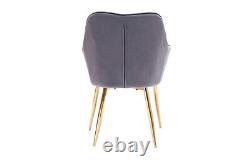 Dining Velvet Arm Chair Padded Seat Gold Legs Kitchen Home Office Lounge Chair