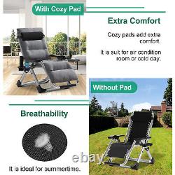 DoCred Zero Gravity Chair Folding Reclining Garden Patio Lounger With Cushion UK