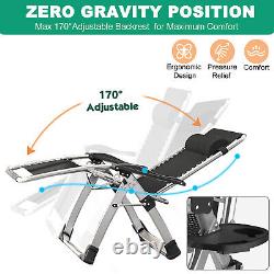 DoCred Zero Gravity Chair Folding Reclining Garden Patio Lounger With Cushion UK