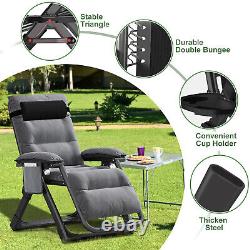 DoCred Zero Gravity Chair Folding Reclining Garden Patio Lounger With Cushion UK