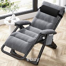 DoCred Zero Gravity Chair Folding Reclining Garden Patio Lounger With Cushion UK