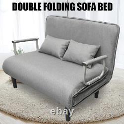 Double Fabric Sofa Bed Chair Sleep Lounge Sleeper Leisure Guest Folding UK