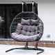 Double Hanging Garden Egg Chair Swinging Rattan With Cushion Both Outoor Indoor