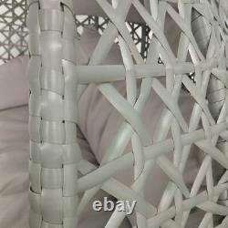 Double Swinging Open Weave Rattan Egg Chair with Cushions in Grey