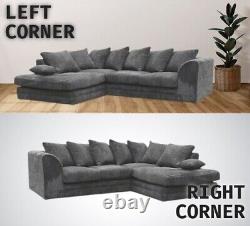 Dylan Jumbo Cord Corner Sofa Settee Suite Swivel Footstool Grey Black Cream