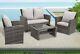 Ecasa Outdoor Rattan Garden Furniture 4 Seat Armchair Sofa Set With Table Brown