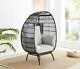 Egg Chair Grey/black Rattan Outdoor Garden Patio Balcony Cosy Padded Chair