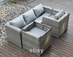 EcoSunny Rattan Garden Furniture 5 Seater Sofa set with Coffee Table and Cover