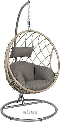 Egg Chair Rattan Garden Furniture Weave Double/Single Outdoor Hanging Black/Grey