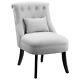 Elegant Solid Rubber Wood Tufted Grey Chair With Cushion