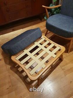 Ercol tall back easy chair 478 and footstool 341. Refurbished & reupholstered