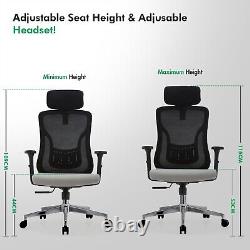 Ergonomic Adjustable Fabric Office Chair With Armrests and Mesh Gas Lift UK