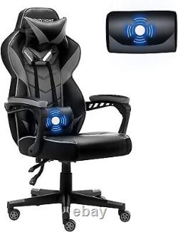 Ergonomic Gaming Chair Executive Office Recliner Seat Massage Cushion Grey UK