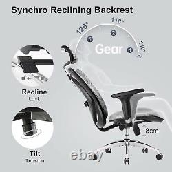 Ergonomic Office Chair Mesh Desk Chair with Adjustable Lumbar Support 3D Grey