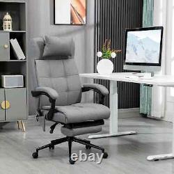 Executive Style Massage Office Chair Recliner Cushion Swivel Seat Footrest Grey