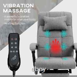 Executive Style Massage Office Chair Recliner Cushion Swivel Seat Footrest Grey