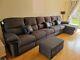 Extra Large Lazy Boy Sofa, Cuddle Chair And Footstall, Grey And Black